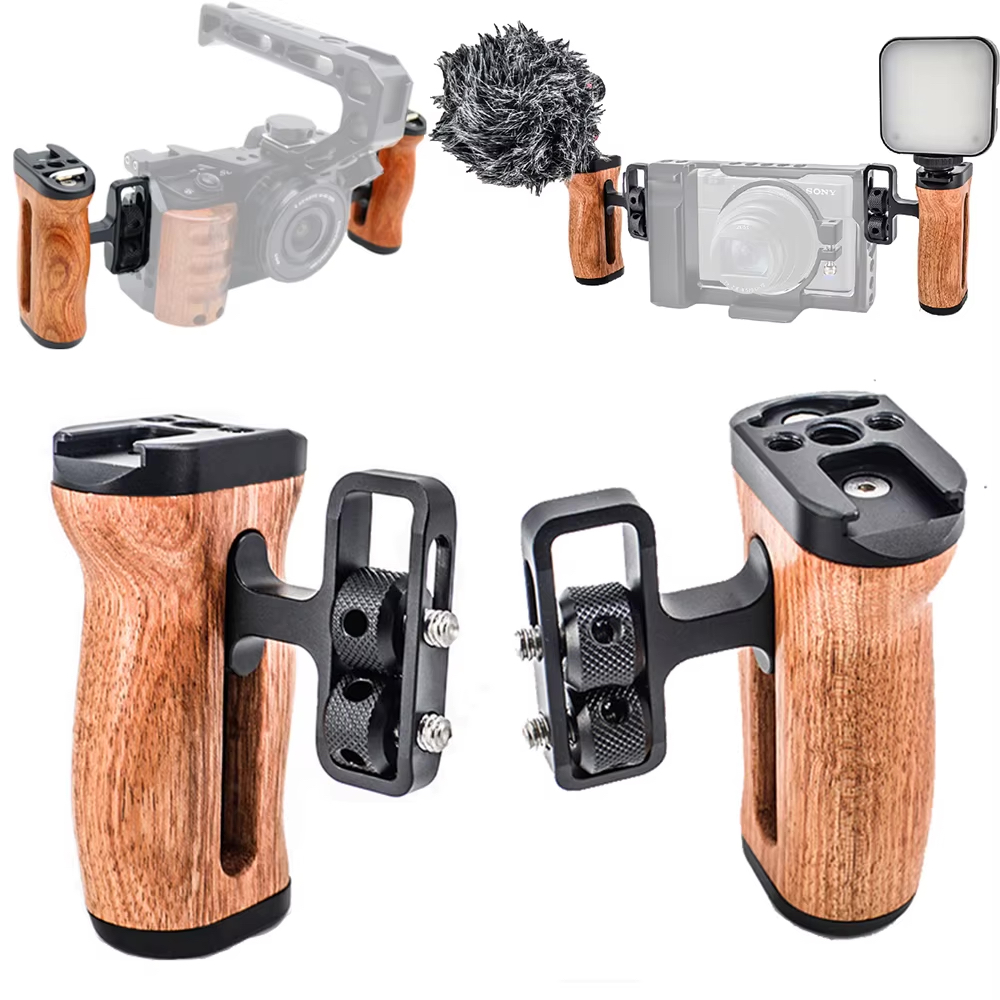 Camera Cage Left /Right Side Handle for  Camera Wooden Handle